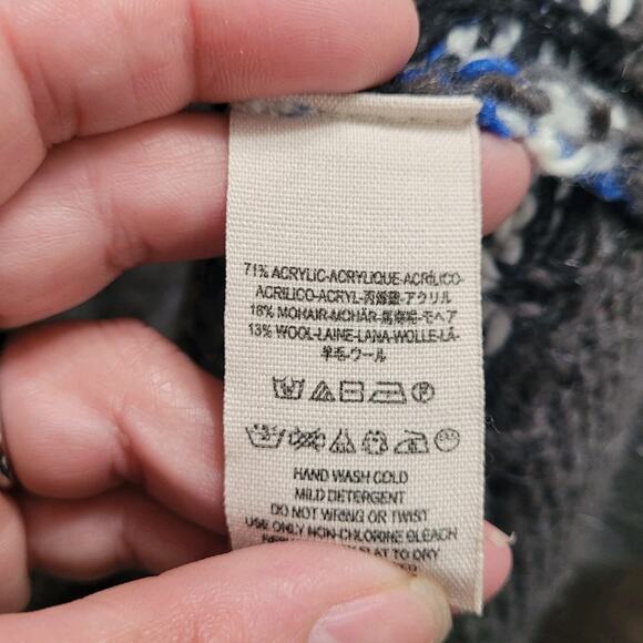 Free People F609X618 Frosted Fair Isle Cardigan Grey Combo SZ Medium - Picture 5 of 5